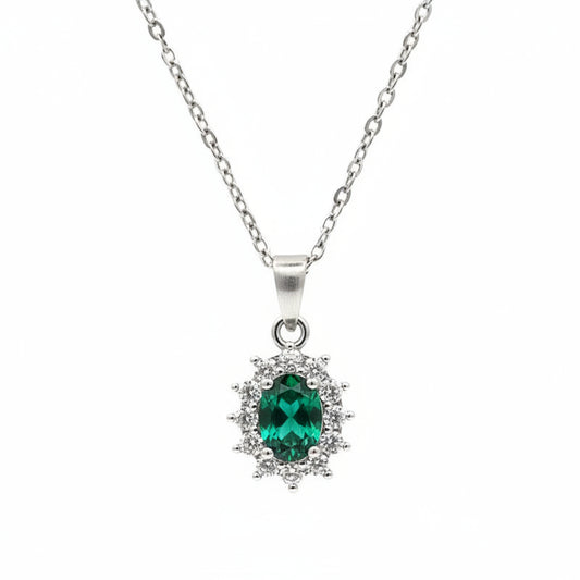 Collana Kate Argentata Pietra Verde Gaiè Bijoux