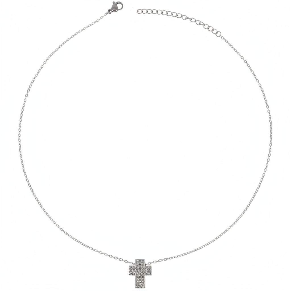 Collana Silver con Croce 3D a Pavè Gaiè Bijoux