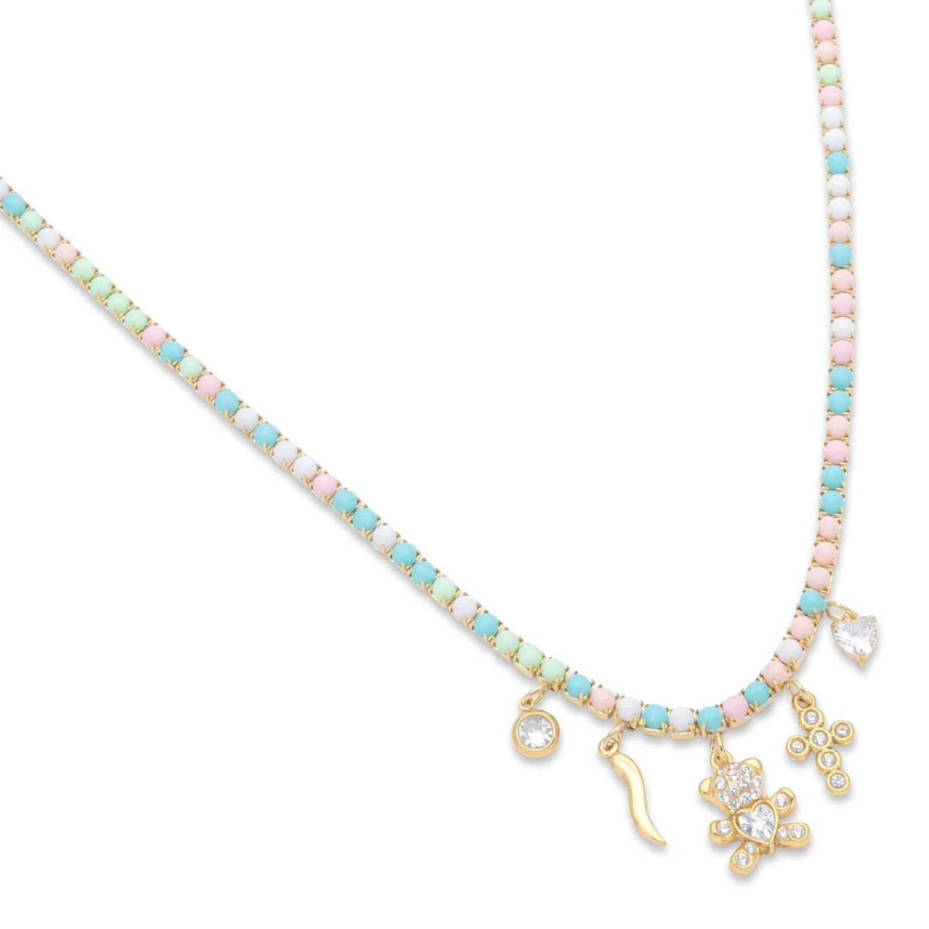 Collana Tennis Pietre Colorate e Charms