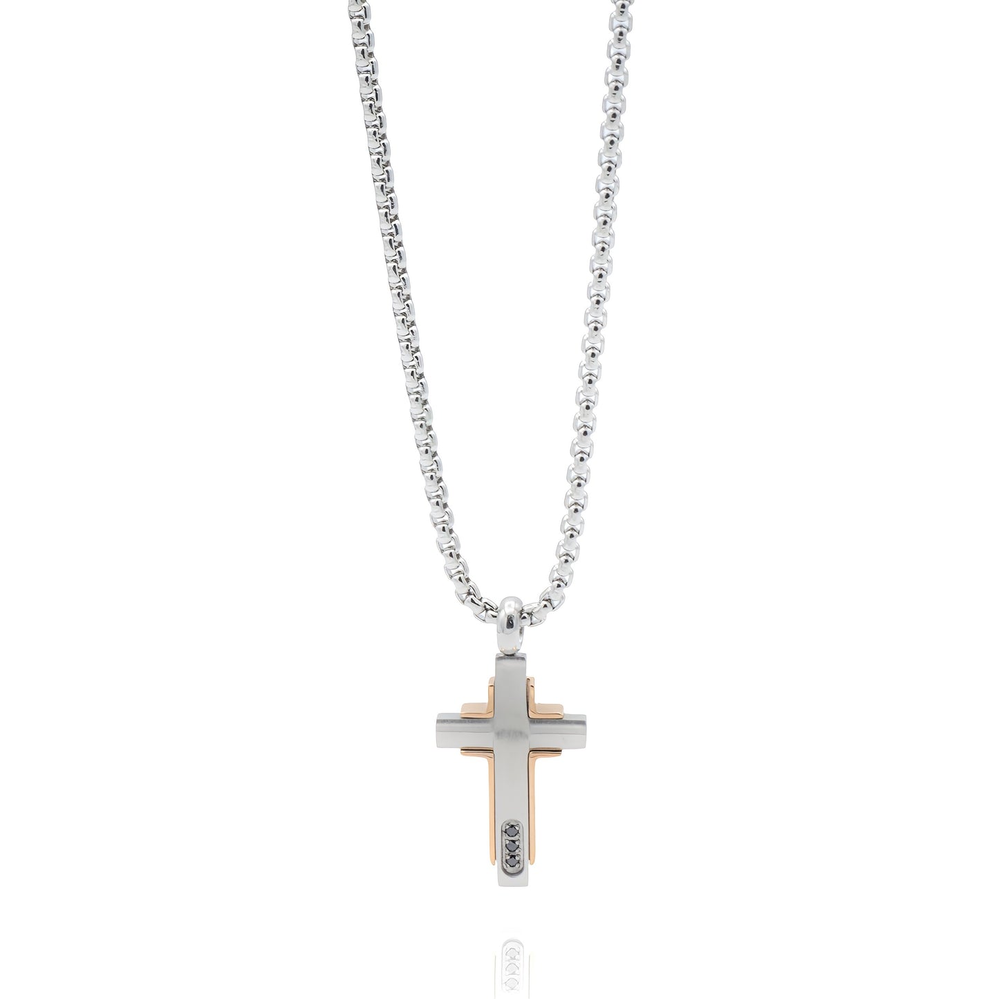 Collana con Croce  e Zirconi Neri