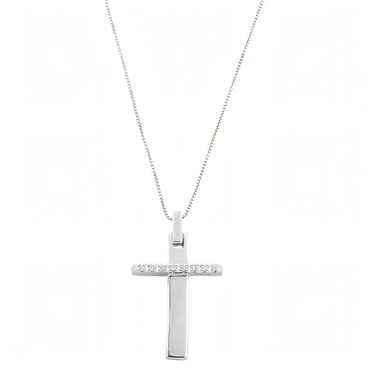 Collana con Croce in Oro Bianco
