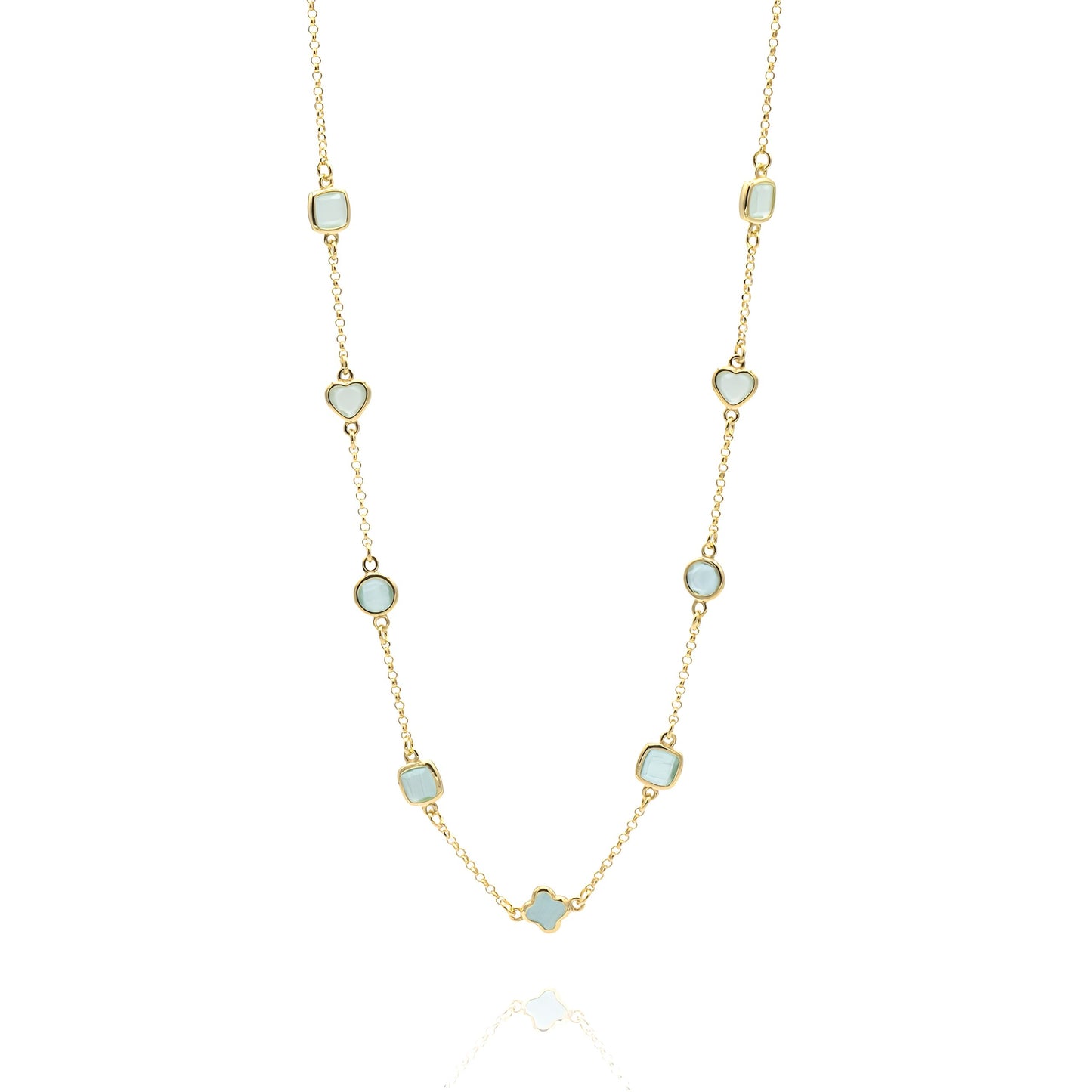 Collana in Argento Dorato e Cristalli Colorati