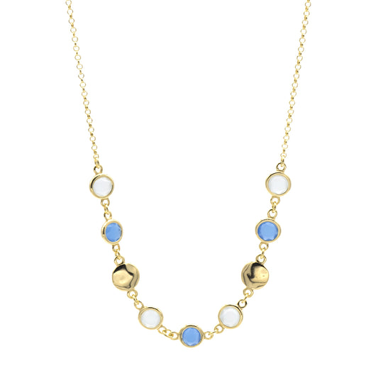 Collana in Argento Dorato e Cristalli Colorati