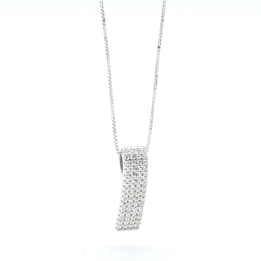 Collana in Argento con Pendente a Pavè