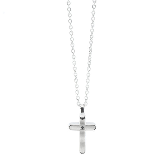Collana con Croce RigaTa e Zircone Nero