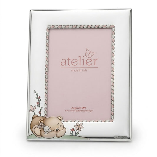 Cornice Portafoto Bimba in Argento Atelier "Orsetto che Dorme (9x13 cm) - Atelier
