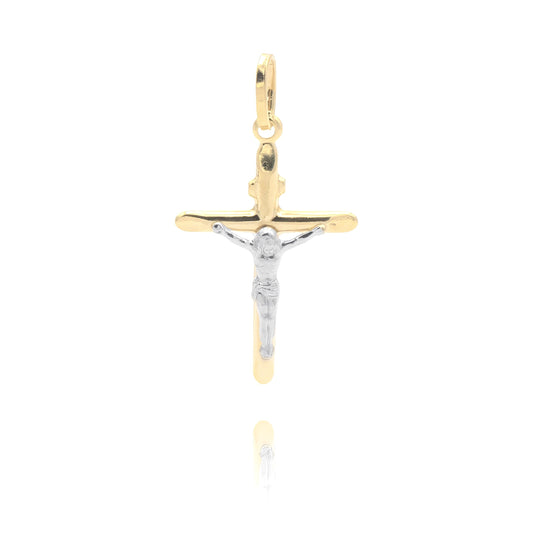 Croce in Oro Giallo con Cristo in Oro Bianco
