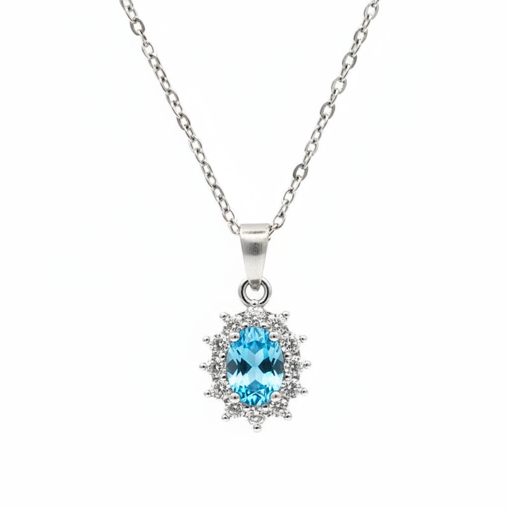 Collana Kate Argentata Pietra Celeste Gaiè Bijoux