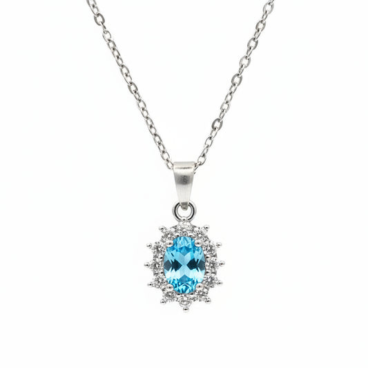 Collana Kate Argentata Pietra Celeste Gaiè Bijoux