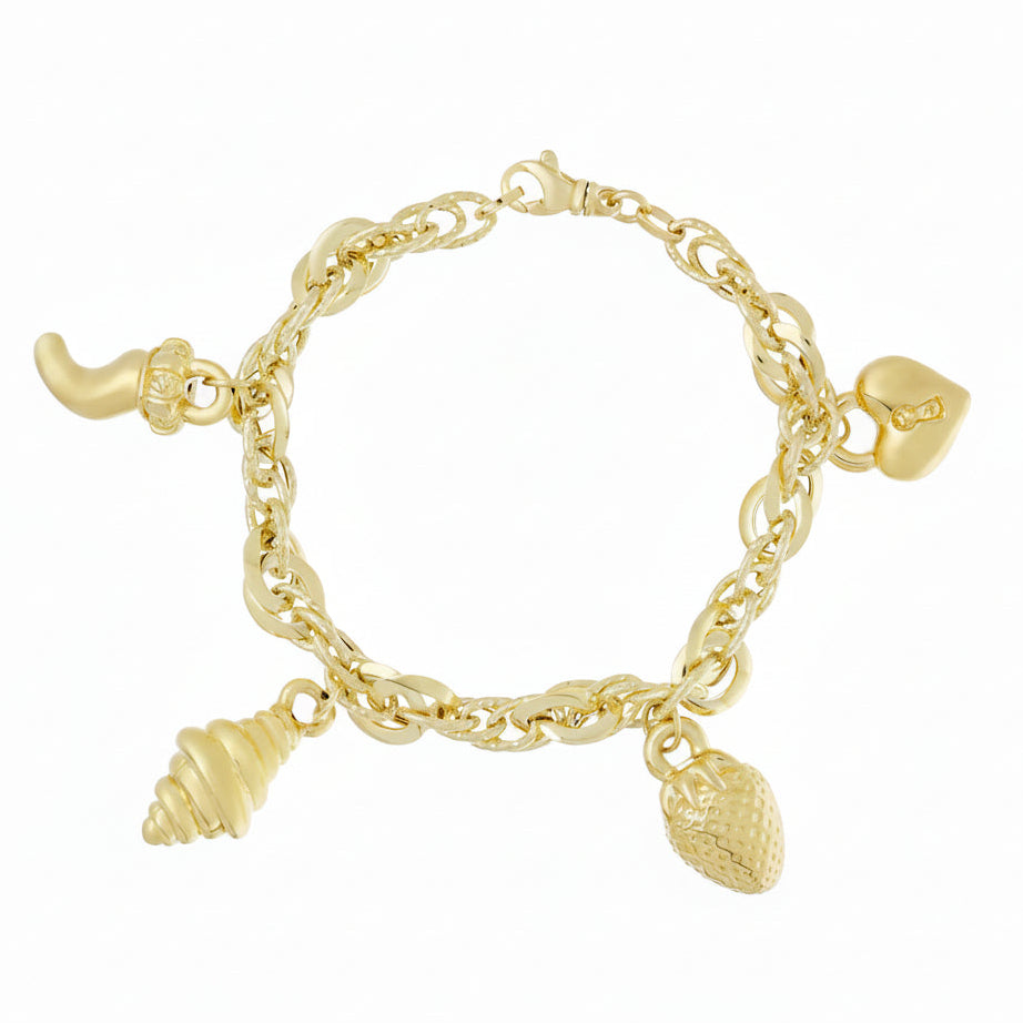 Bracciale a Catena con Elementi Pendenti in Oro 18 Carati Gioielli in Oro