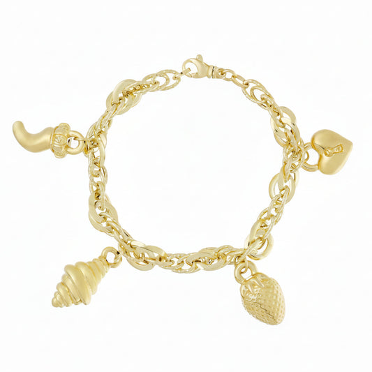 Bracciale a Catena con Elementi Pendenti in Oro 18 Carati Gioielli in Oro