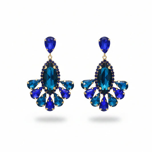 Orecchini Gioiello con Cristalli Blu Gaiè Bijoux