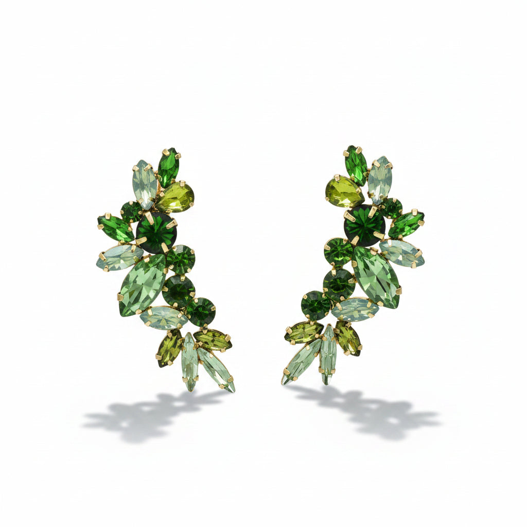 Orecchini Gioiello con Cristalli Verdi Gaiè Bijoux