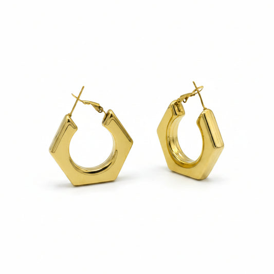 Orecchini Cerchi Esagonali Gold Gaiè Bijoux