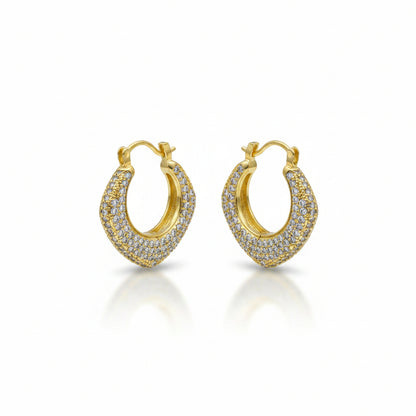 Orecchini Mezzaluna Bombata a Pavè Gold Gaiè Bijoux
