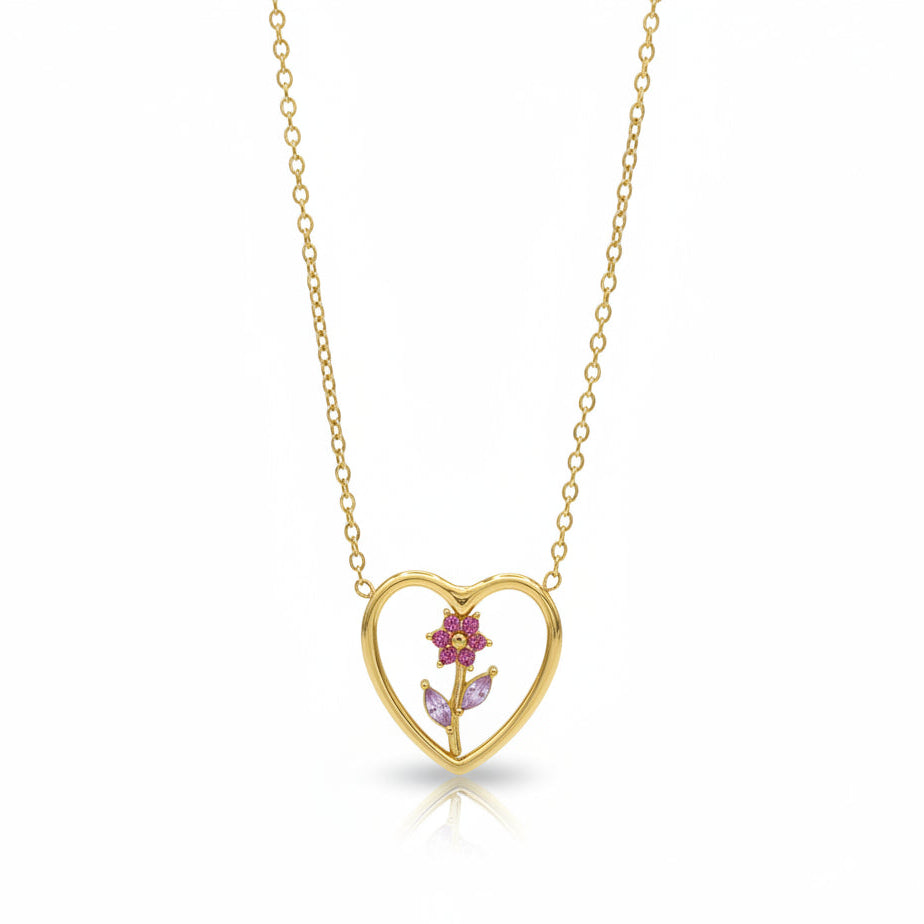 Collana Cuore e Fiore Rosa e Viola Gaiè Bijoux