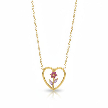 Collana Cuore e Fiore Rosa e Viola Gaiè Bijoux