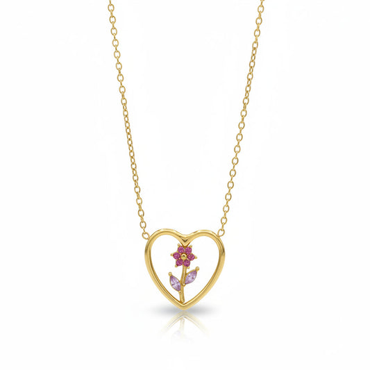 Collana Cuore e Fiore Rosa e Viola Gaiè Bijoux