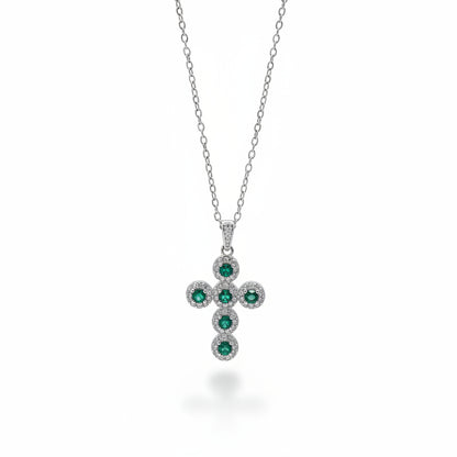 Collana Croce con Pietre Verdi e Zirconi Gaiè Bijoux