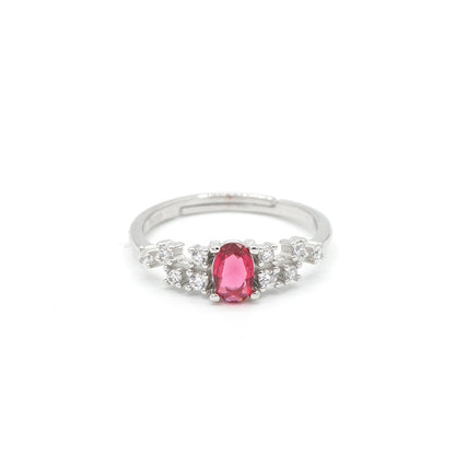 Anello Pietra Rossa e Zirconi Gioielli in Argento