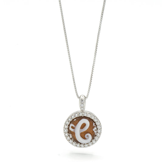 Collana In Argento Con Lettera C In Cammeo