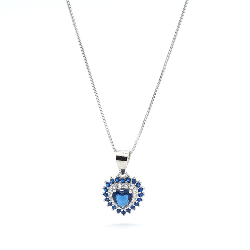 Collana Cuore Blu in Argento