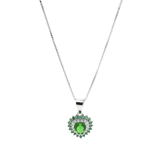 Collana Cuore Verde in Argento