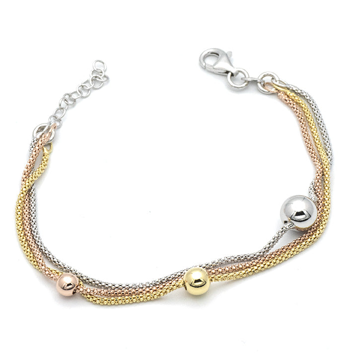 Bracciale Tre Ori in Argento con Sfere