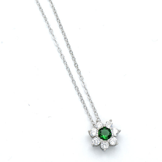 Collana Fiore Verde in Argento