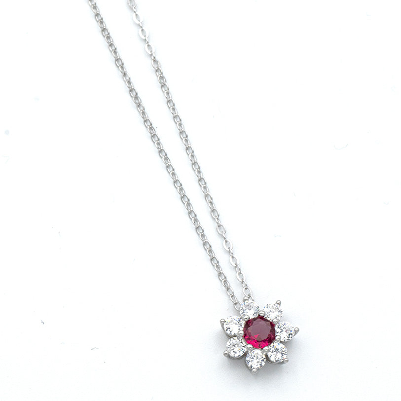 Collana Fiore Rosso in Argento