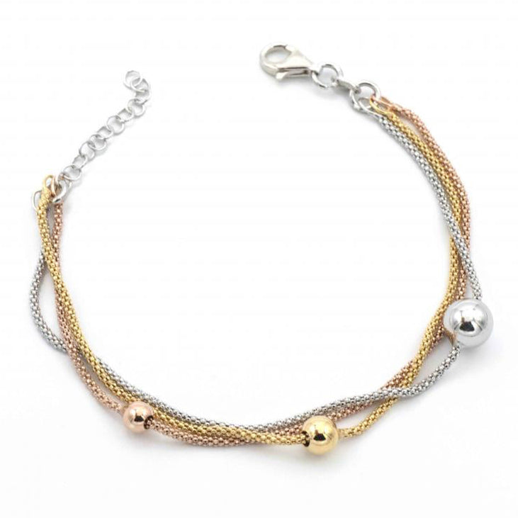 Bracciale Tre Ori in Argento con Sfere