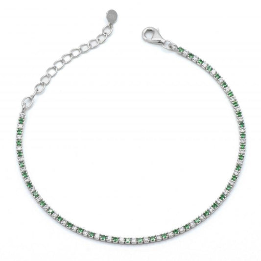 Bracciale Tennis Verde e Bianco Gioielli in Argento