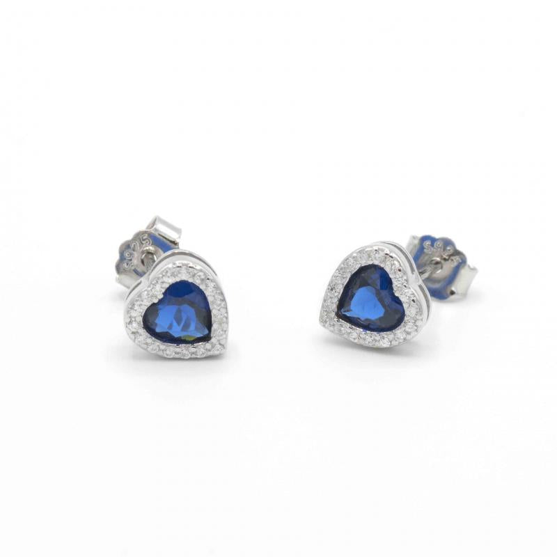 Orecchini Cuore Blu In Argento