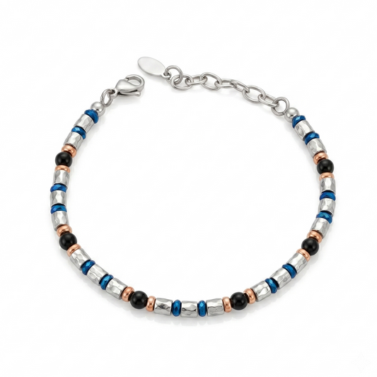 Bracciale Urban Chic con Dettagli Blu e Rose Gold