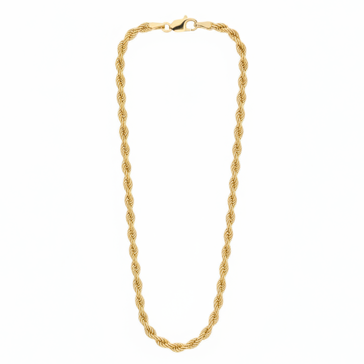 Collana in Oro 18 Carati Maglia Corda Laser Lucida Gioielli in Oro