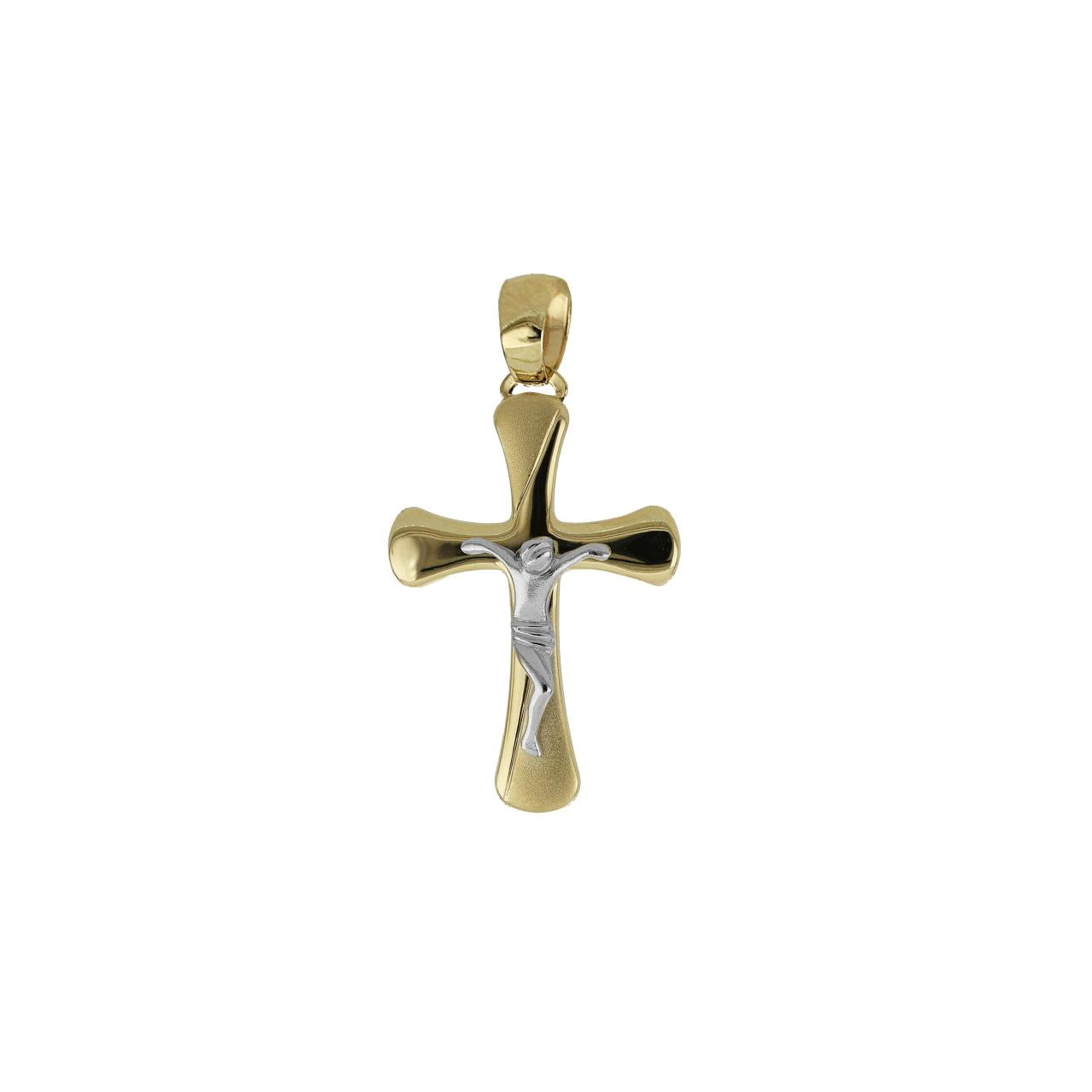 Croce con Cristo in Oro Giallo e Oro Bianco 9 Carati (375)