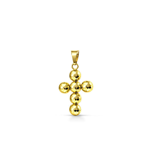 Croce a Sfere Sfaccettate in Oro Giallo 9 Carati - 375 iGOLD