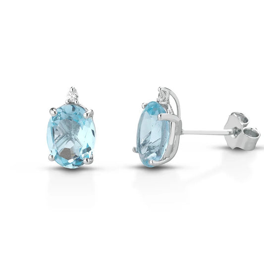 Kioto Orecchini Goccia in Oro Bianco Diamanti e Topazio