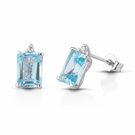 KiotoOrecchiniRettangolariinOroBiancoDiamantieTopazio