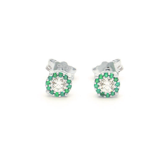 Orecchini Punto Luce Magic con Verde in Oro Bianco