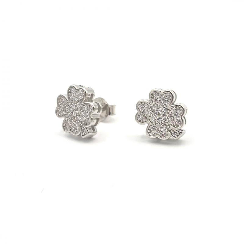 Orecchini Quadrifoglio in Argento con Zirconi Gioielli in Argento