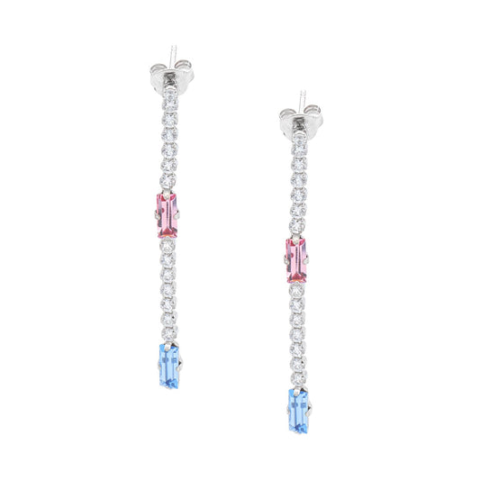 OrecchiniTennis e Cristalli Colorati in Argento