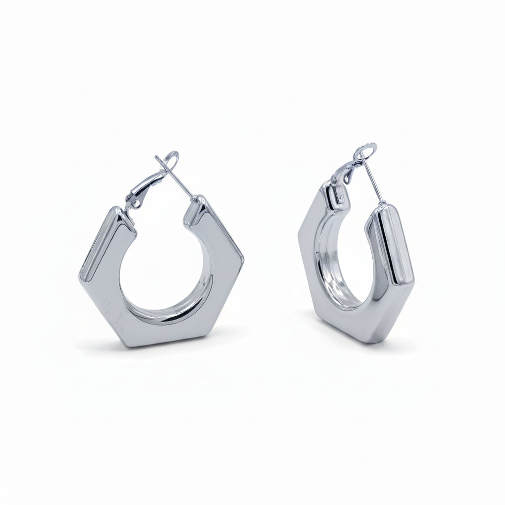 Orecchini Cerchi Esagonali Silver Gaiè Bijoux