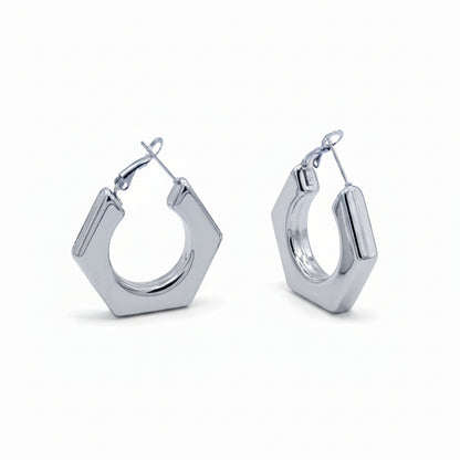 Orecchini Cerchi Esagonali Silver Gaiè Bijoux