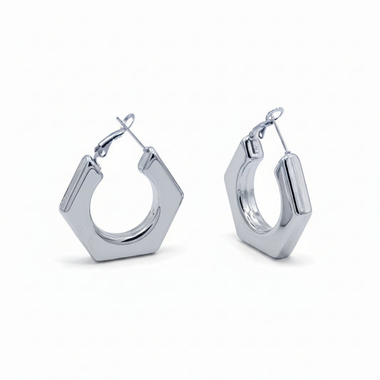Orecchini Cerchi Esagonali Silver Gaiè Bijoux