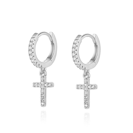 Orecchini Cerchio Croce e Zirconi