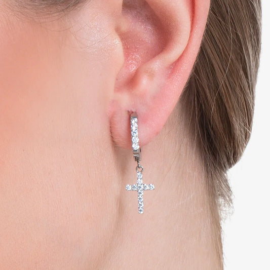 Orecchini Cerchio Croce e Zirconi