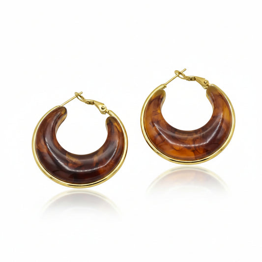 Orecchini Cerchio Mezzaluna Gold e Ambra Gaiè Bijoux