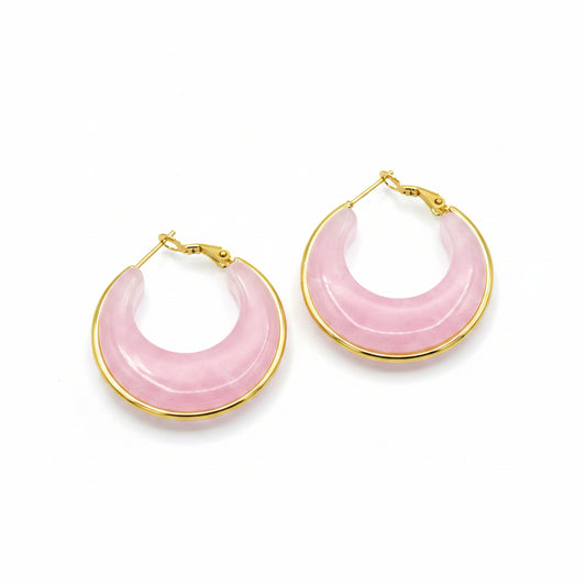 Orecchini Cerchio Mezzaluna Gold e Rosa Gaiè Bijoux