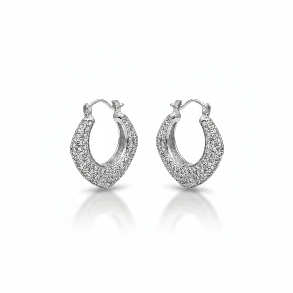 Orecchini Mezzaluna Bombata a Pavè Silver Gaiè Bijoux